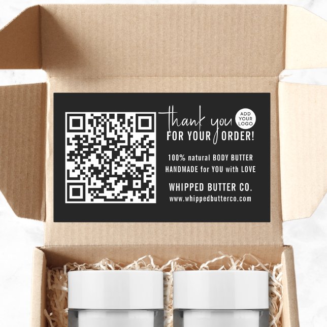 Minimalistischer QR-CODE + LOGO für kleine Unterne Rechteckiger Aufkleber (Minimalist QR CODE + LOGO Small Business Rectangular Sticker promotional labels)