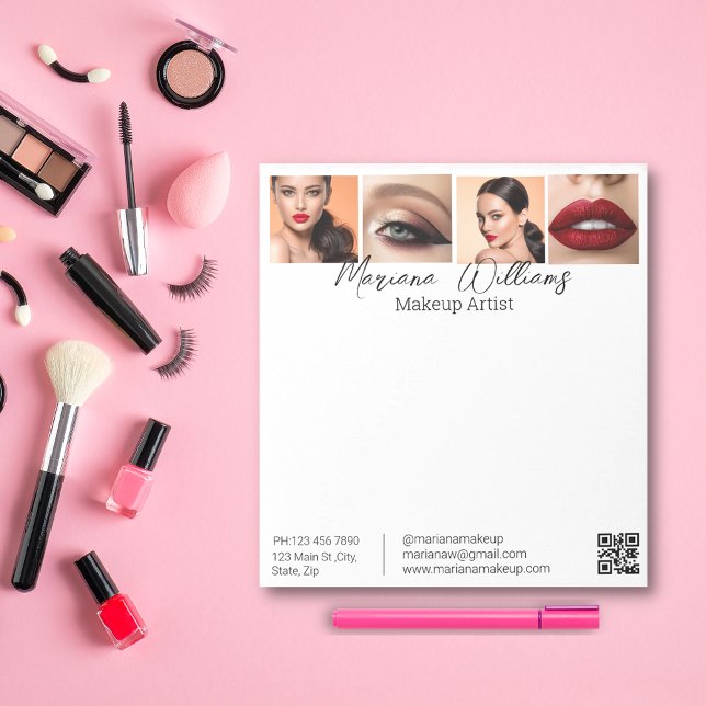 Minimalistischer qr Code-Make-up-Künstler 4 Foto w Notizblock (Von Creator hochgeladen)
