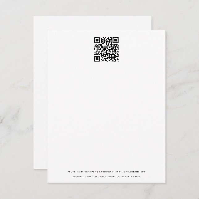 Minimalistischer QR-Code Mitteilungskarte (Vorne/Hinten)