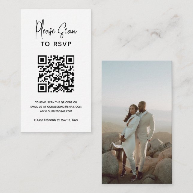 Minimalistischer QR-Code Moderne Hochzeit Begleitkarte (Vorne/Hinten)