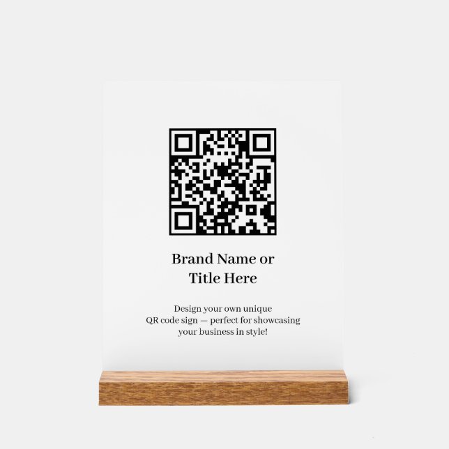 Minimalistischer QR-Code | Modernes, sauberes Desi Acrylschild (Vorderseite)