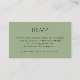 Minimalistischer QR Code Sage Green Wedding RSVP Begleitkarte
