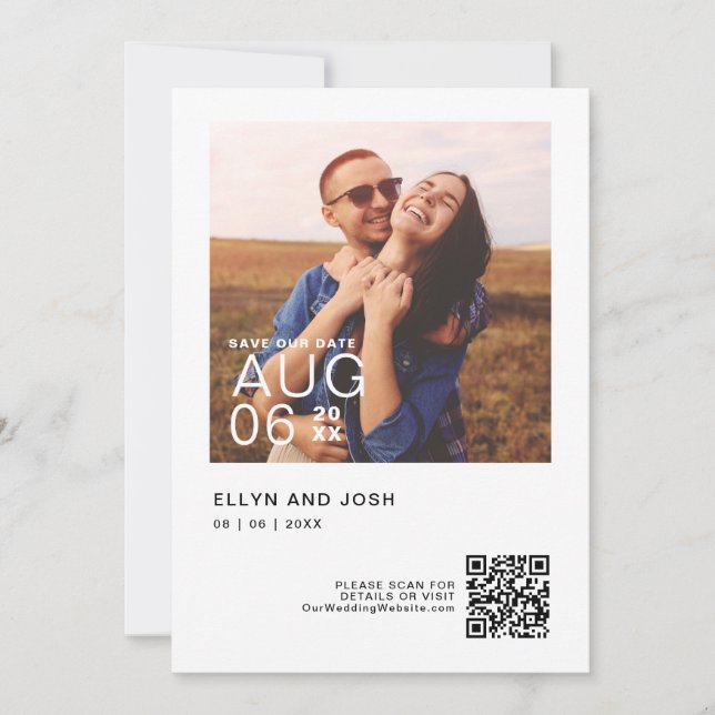 Minimalistischer QR-Code Save the Date Einladung (Vorderseite)