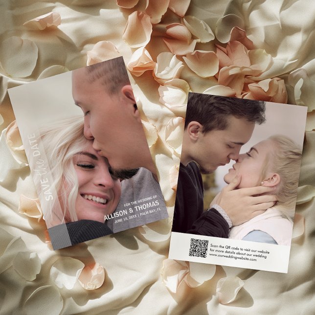 Minimalistischer QR-Code Save the Date Hochzeitsst Einladung (Save time and reduce wedding planning stress with this QR code Save the Date card.)