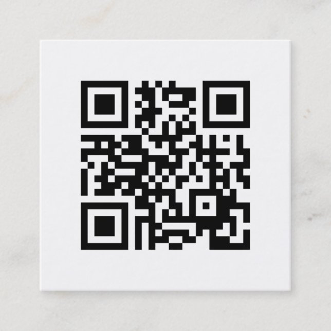 Minimalistischer QR-Code Schwarz und Weiß Quadratische Visitenkarte (Vorderseite)