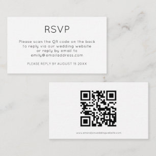 Minimalistischer QR-Code Schwarz-weiß Wedding RSVP Begleitkarte