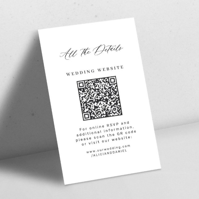 Minimalistischer QR-Code schwarz-weiße Hochzeitsde Begleitkarte (Von Creator hochgeladen)
