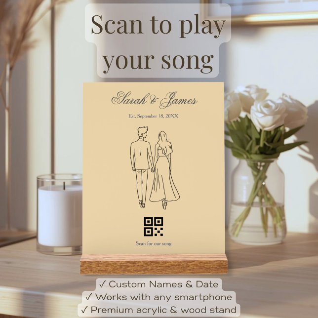 Minimalistischer QR-Code Unser Lied Hochzeitsgesch Acrylschild (Personalized QR code our song acrylic block, minimalist wedding anniversary gift for couples & home.)
