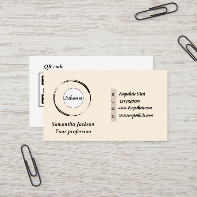 Minimalistischer QR-Code Visitenkarte (Vorderseite/Rückseite Beispiel)