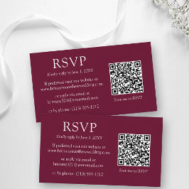Minimalistischer QR Code Wedding Burgundy UAWG Begleitkarte