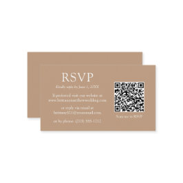 Minimalistischer QR Code Wedding Taupe UAWG Begleitkarte