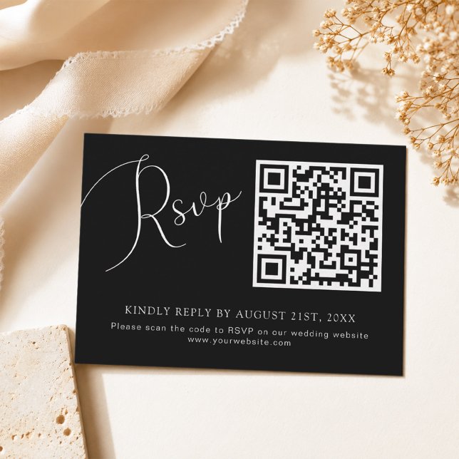 Minimalistischer QR Code Wedding Website RSVP Card Mitteilungskarte (Von Creator hochgeladen)