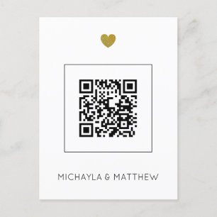 Minimalistischer QR Code White Wedding Einladung Postkarte
