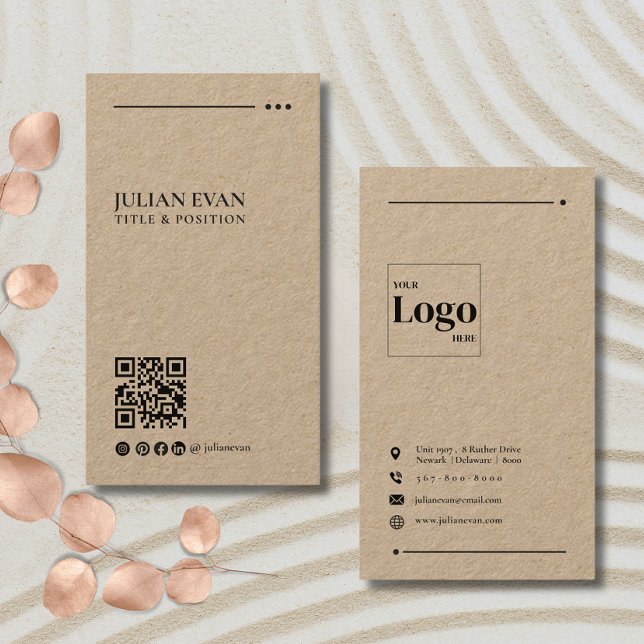 Minimalistischer Quellenpapier QR-Code Visitenkarte (Von Creator hochgeladen)