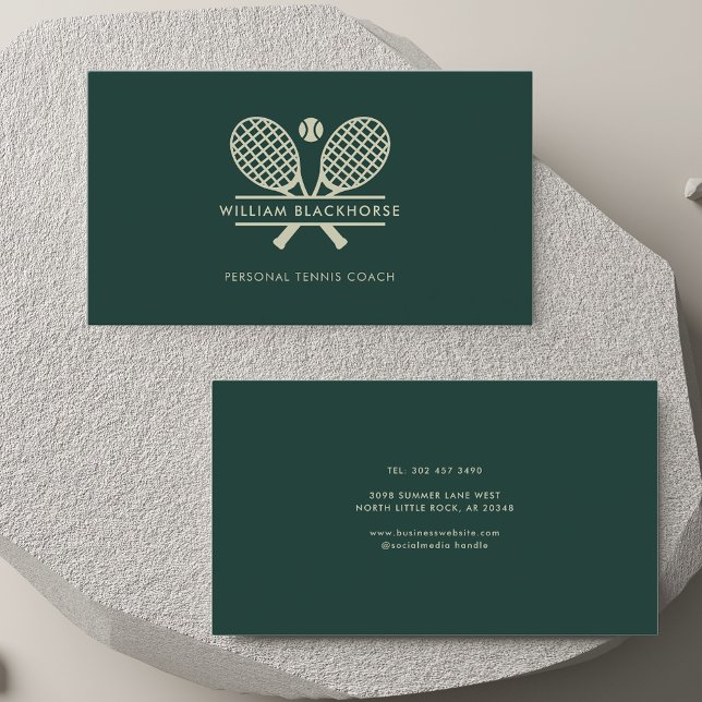 Minimalistischer Rasen Tennis Beruflicher Sporttra Visitenkarte (Minimalist Lawn Tennis Professional Sports Coach Business Card)