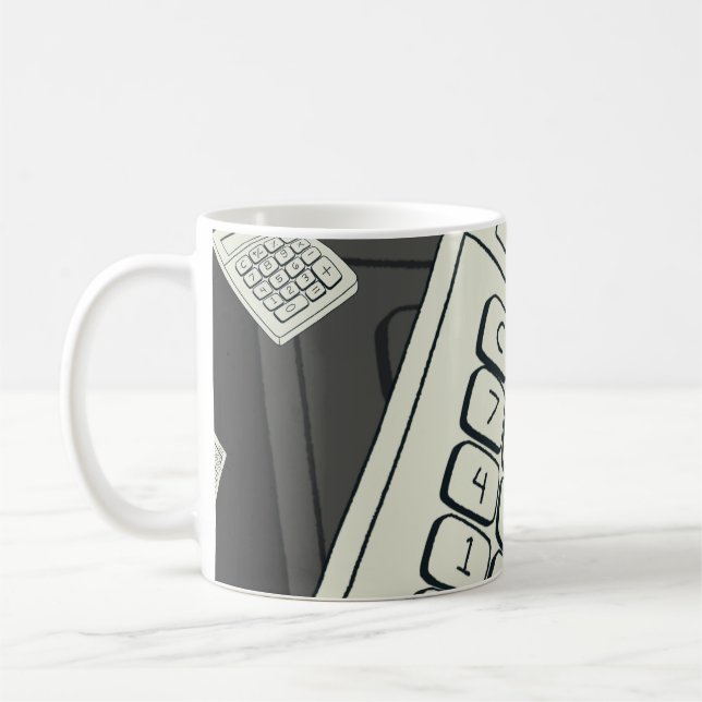 Minimalistischer Rechner und mathematische Mustera Kaffeetasse (Links)