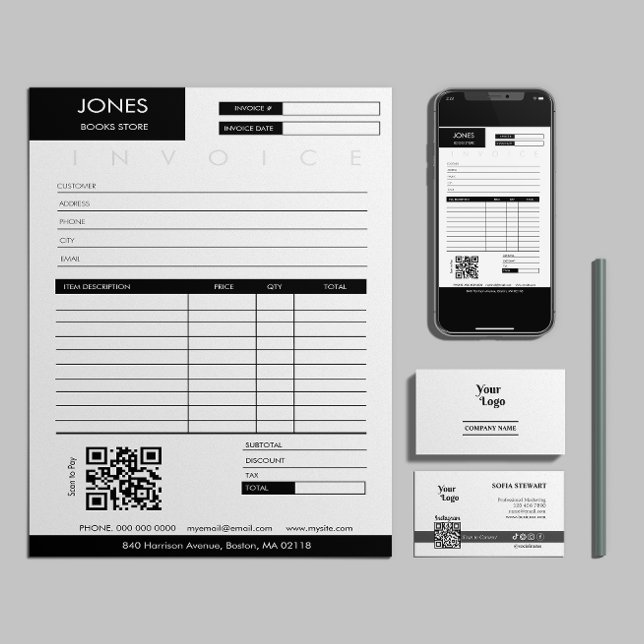 Minimalistischer Rechnungsabsatz für kleine Untern (Minimalist Invoice Sales Receipt Small Business)