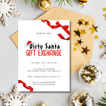 Minimalistischer Red Bow Dirty Santa Gift Exchange Einladung<br><div class="desc">Die Einladung zum Geschenktausch präsentiert sich in einem minimalistischen Design,  ergänzt durch einen kräftigen roten Bogen. Dies unterstreicht nicht nur das Thema der Schanke Weihnachtsgeschenke Tauschsoiree. Gleichzeitig ist jede Einladung wie ein Geschenk,  das sich verbindet. Maßgeschneidert für verschiedene Feste wie Yankee Swap,  Dirty Santa und Party mit weißen Elefanten.</div>