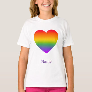 Minimalistischer Regenbogen-Linien-Herz - Süße far T-Shirt