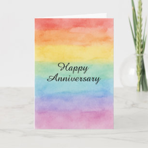 Minimalistischer Regenbogen-Wasserfarben-Jubiläum  Karte