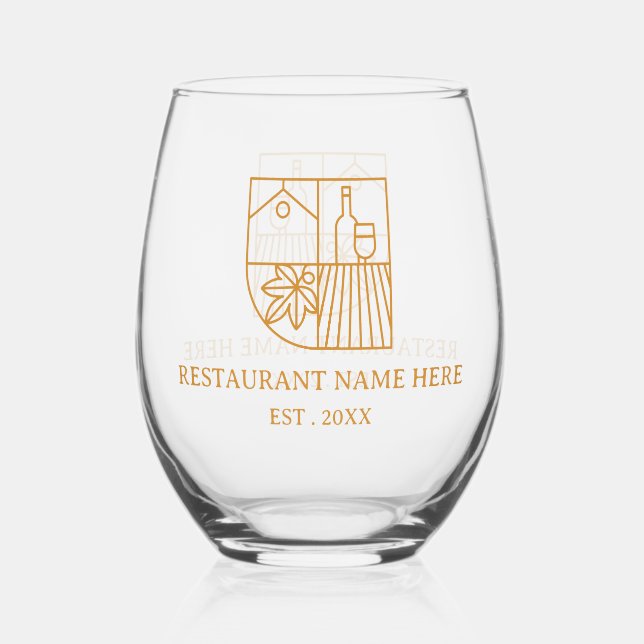 Minimalistischer Restaurantname Weinglas Ohne Stiel (Vorderseite)