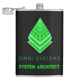 Minimalistischer Retro-Futurismus Omni Systems Tec Flachmann