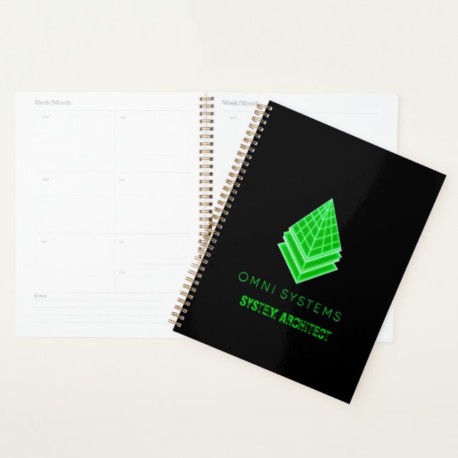Minimalistischer Retro-Futurismus Omni Systems Tec Planer (Anzeige)