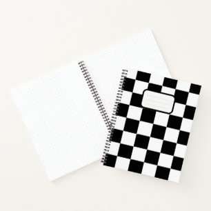 Minimalistischer Retro-Karo – Monochrome Streetwea Notizbuch
