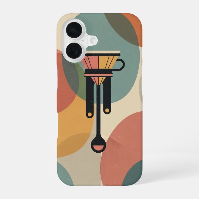 Minimalistischer Retro-Pour-Over-Kaffee iPhone 16 Hülle (Rückseite)