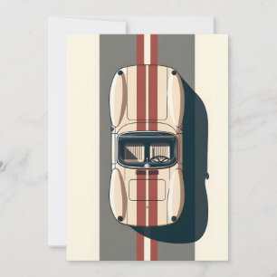 Minimalistischer Retro-Rennwagenstreifen Feiertagskarte