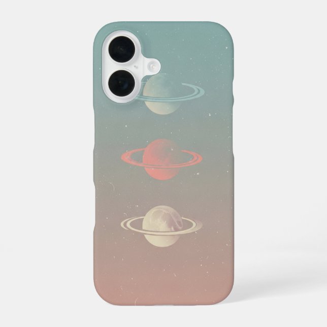 Minimalistischer Retro-Ringmond-Trio iPhone 16 Hülle (Rückseite)