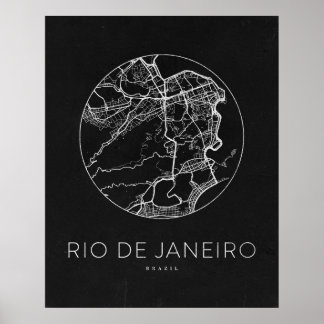 Minimalistischer Rio De Janeiro Stadtplan Poster