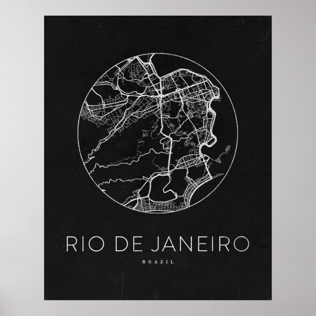 Minimalistischer Rio De Janeiro Stadtplan Poster (Vorne)