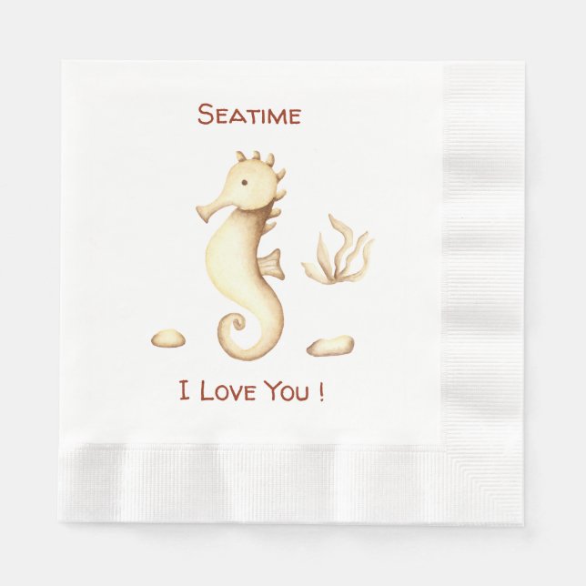 Minimalistischer romantischer Seatime Sommer Serviette (Vorderseite)