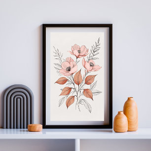 Minimalistischer rosa Blossom Botanische Kunst Dru Poster