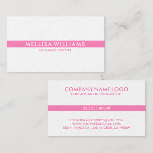 Minimalistischer rosa dünner Streifen auf weiß Visitenkarte