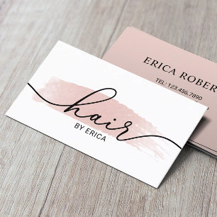 Minimalistischer Rosa Hair Stilvoll Pinselstrich P Visitenkarte