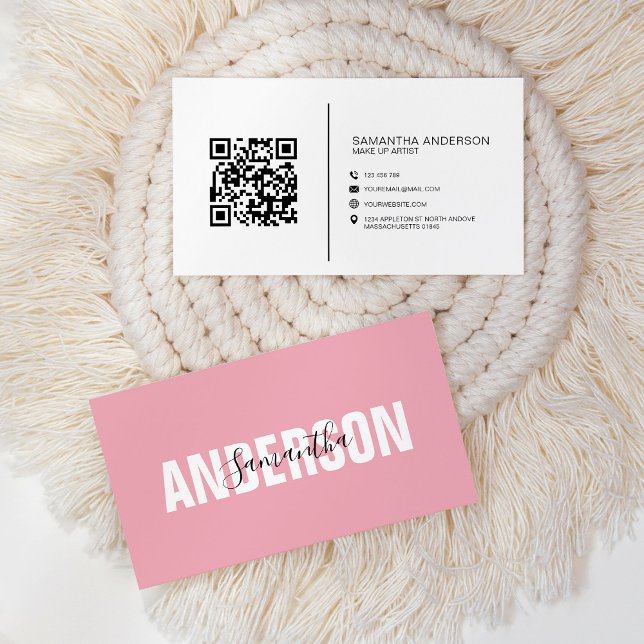 Minimalistischer Rosa QR-Code Moderner Beruflicher Visitenkarte (Von Creator hochgeladen)