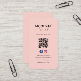 Minimalistischer rosa QR-Code Verbindung mit uns h Visitenkarte