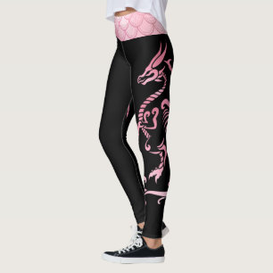 Minimalistischer Rosa Schwarzer Irisierender Drach Leggings