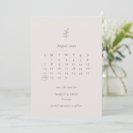 Minimalistischer, rosa Schwarzer Kalender Save the Save The Date