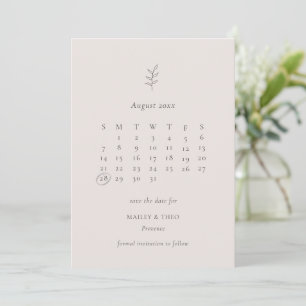 Minimalistischer, rosa Schwarzer Kalender Save the Save The Date