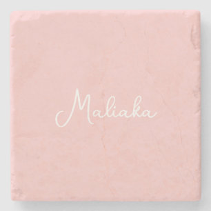 Minimalistischer rosa Stein Kalligrafie-Name Unter Steinuntersetzer