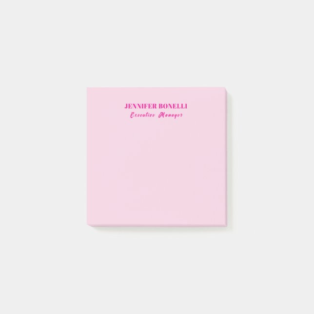 Minimalistischer rosa trendiger personalisierter N Post-it Klebezettel (Vorderseite)