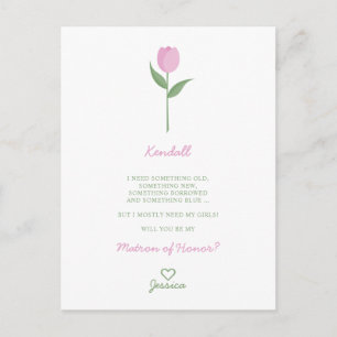 Minimalistischer rosa Tulip für den Vorschlag für Postkarte