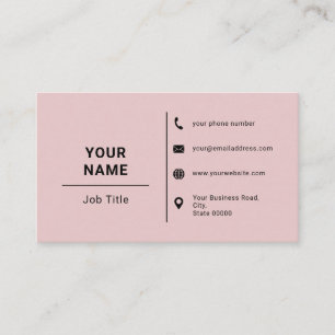 Minimalistischer, rosa und schwarzer Logo-Text Visitenkarte