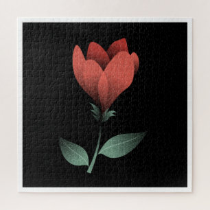 Minimalistischer roter Blumen-Kunstprint mit schwa Puzzle