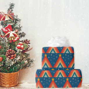 Minimalistischer roter und blauer Retro-Groovy-Wei Geschenkpapier