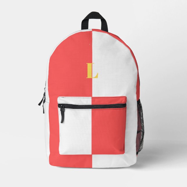 Minimalistischer roter und weißer Rucksack mit ind (Vorderseite)