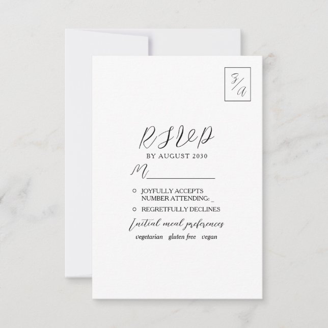 Minimalistischer RSVP für moderne Schwarz-Weiß-Hoc (Vorderseite)